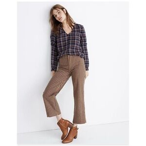 Madewell-Plaid V-Neck Ruffle Top